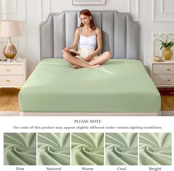 FreshCulture Pure Cotton Fitted Sheets Twin XL Size, 300 Thread Count Percale - Image 7