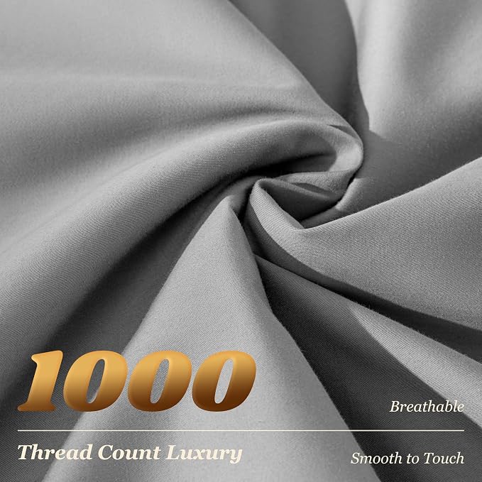 LBRO2M 100% Cotton Sheets Set Deep Pocket 19", 1000 Thread Count Full Size 4 - Image 4