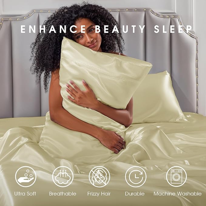 FreshCulture Satin Sheets Twin Size Bed Set - Image 7