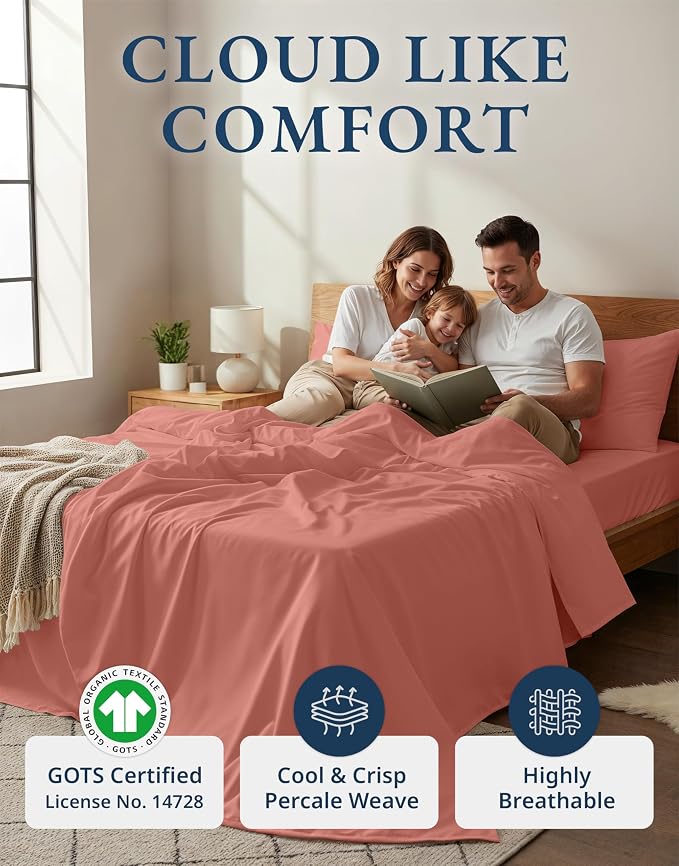 LANE LINEN 100% Organic Cotton Queen Sheets, Eco Friendly Mercerized Cotton - Image 2