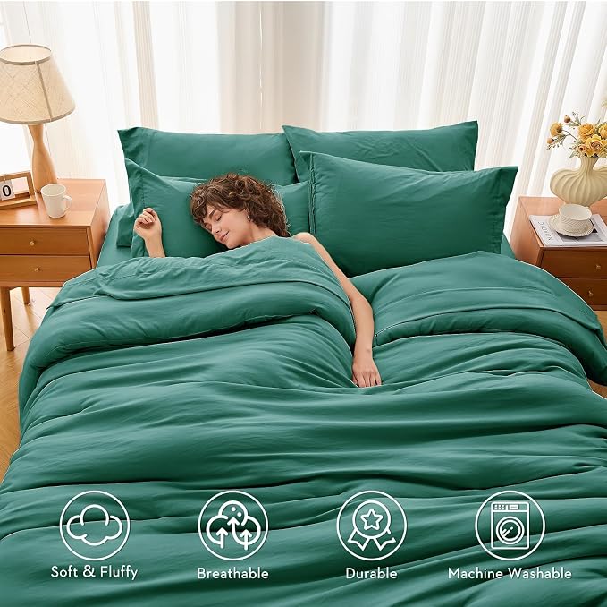 MUXHOMO 7 Pieces King Comforter Set, Soft Bed in a Bag King Size, All Season - Image 3