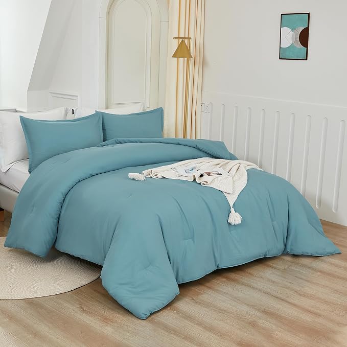 Litanika Oversized King Comforters Grayish Teal Super King Size, 3 Pieces - Image 5
