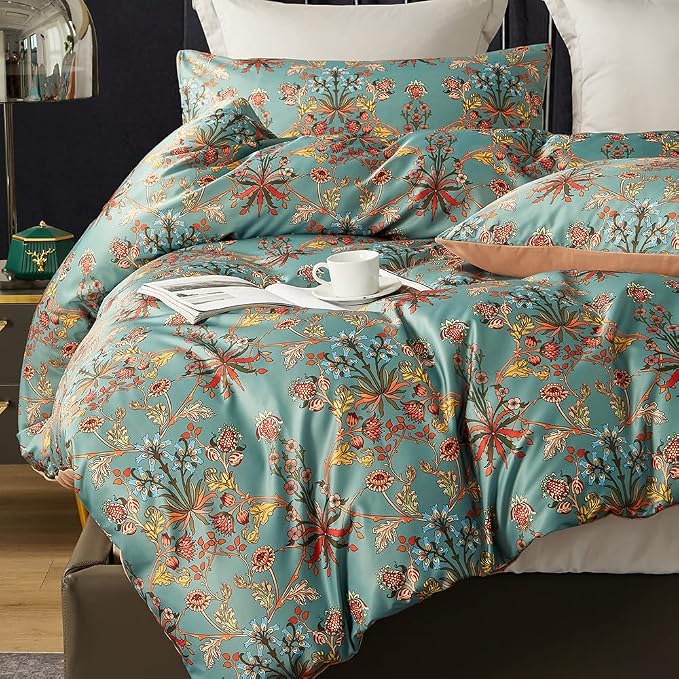 Cupocupa Duvet Cover Queen Size Set Boho Floral Pattern Queen Size Bed Vintage - Image 2