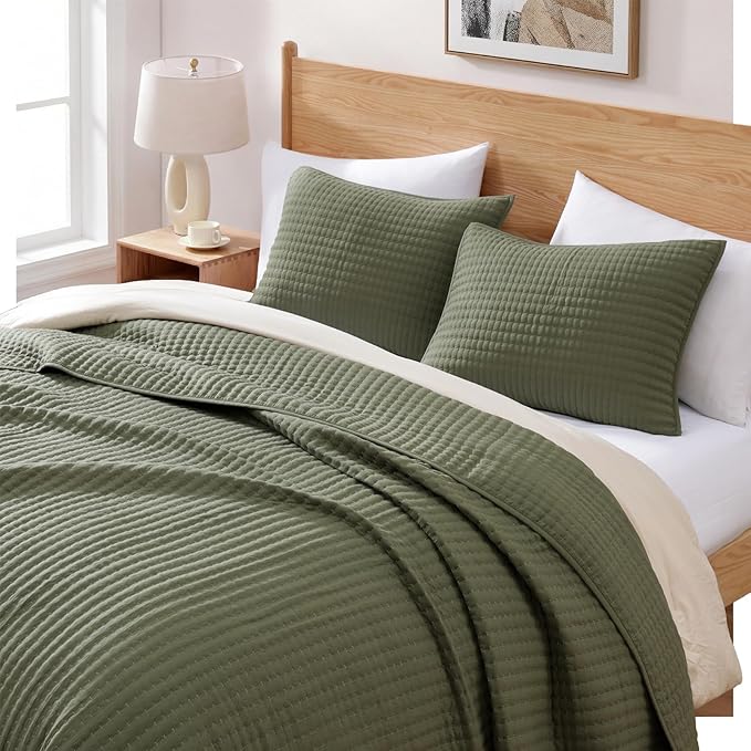 WRENSONGE Olive Green California/Oversized King Size Quilt Bedding Set - Image 2