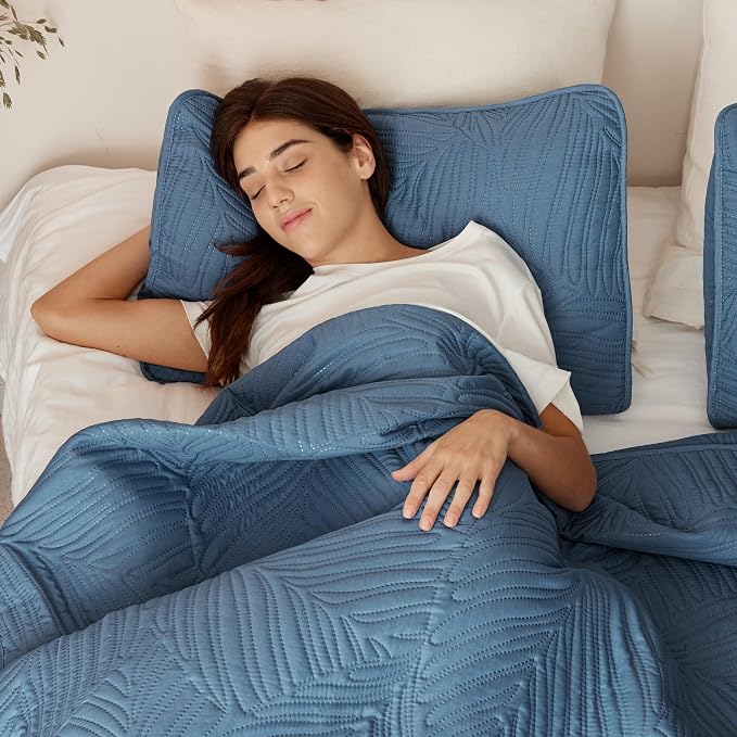 Exclusivo Mezcla Queen Quilt Bedding Set, Lightweight Bluish Grey Quilts Queen - Image 4