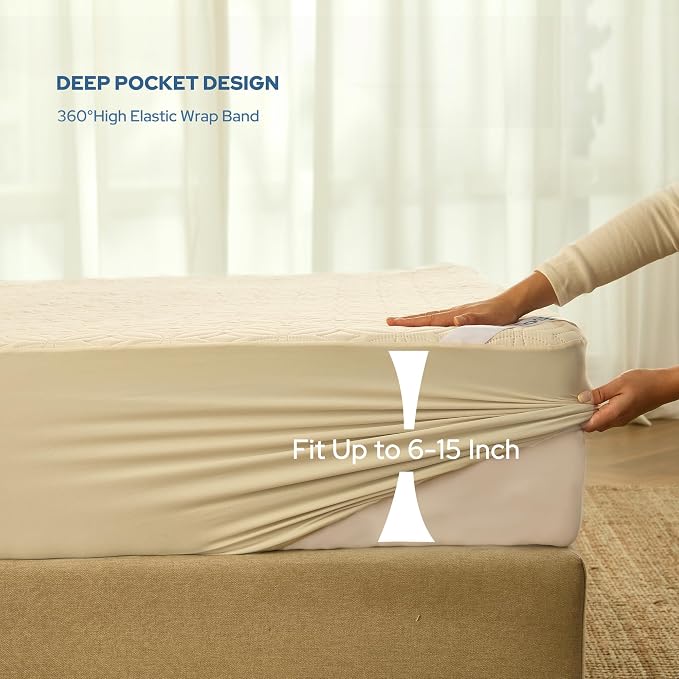 BEDLORE Waterproof Mattress Protector, King Size Noiseless Mattress Pad - Image 4