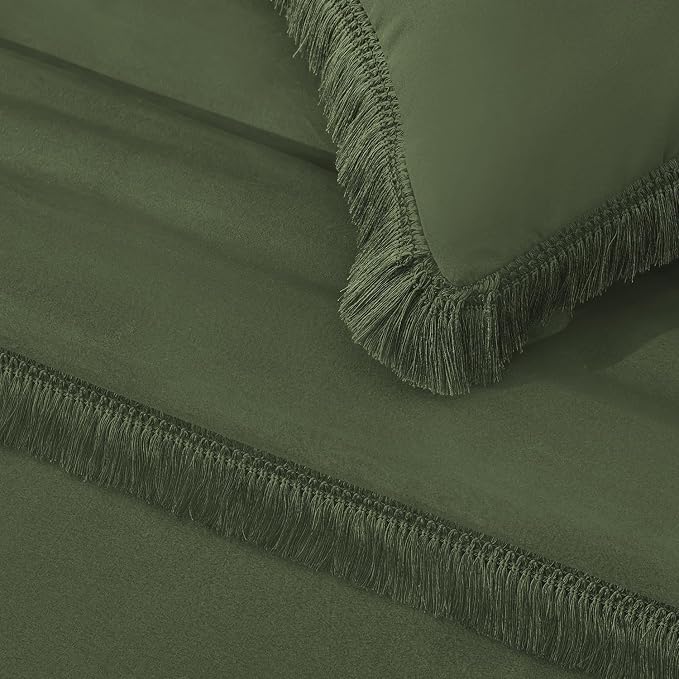 Andency Comforter Oversized King Olive Green 120x98, 3 Pieces Boho Winter - Image 8