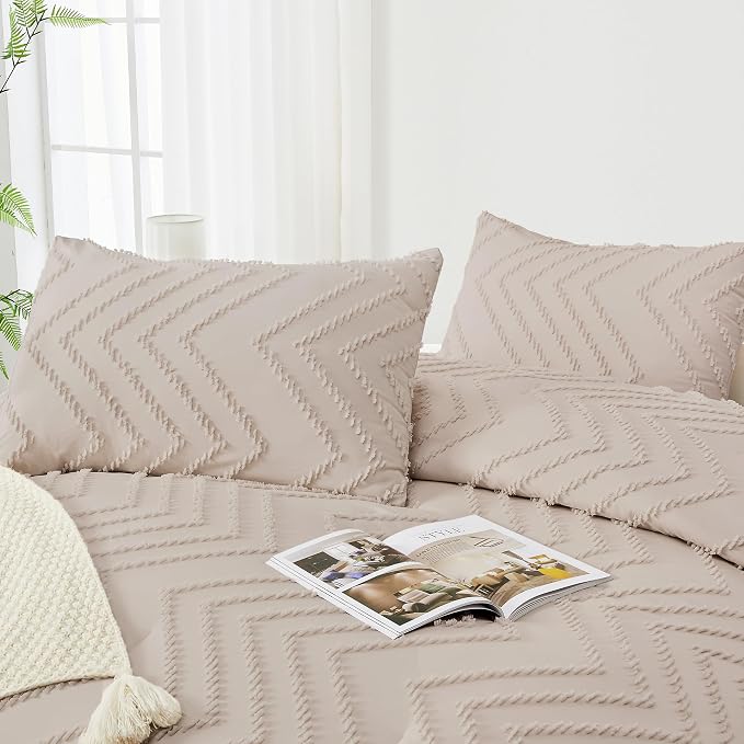Andency Linen Comforter Set Full Size, Boho Soft Warm Tufted Bedding Comforter - Image 4