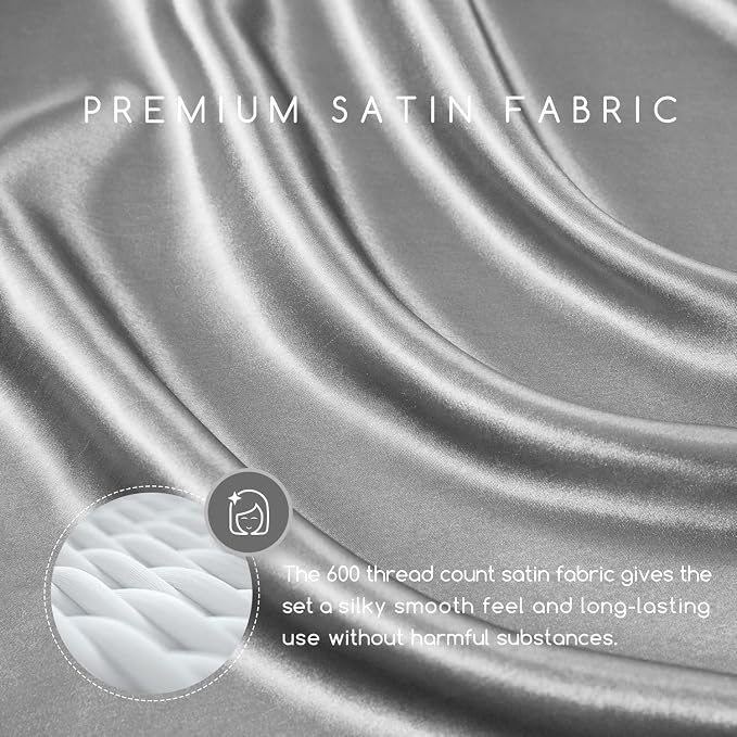 MR&HM Satin Bed Sheets, Twin Size Sheets Set - Image 2