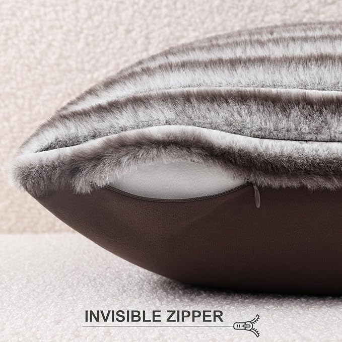 Pallene Faux Fur Plush Throw Pillow Covers 20x20 Set of 2, Luxury Soft Fluffy - Image 3