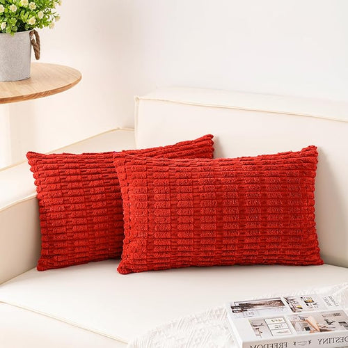 Aegero Pack of 2 Christmas Red Corduroy Decorative Throw Pillow Covers 12x24 by Unknown