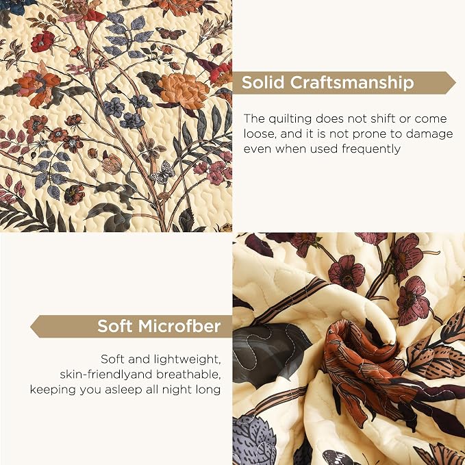 Litanika Floral Beige Quilt King Size - Image 6
