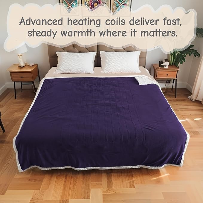 Electric Heated Blanket Queen Size 84"x90", Soft Flannel - Image 7