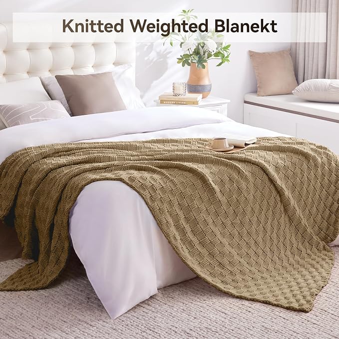 Knitted Weighted Blanket Kids, No Beads Heavy Blanket 36” x 48'' 5lbs, - Image 6