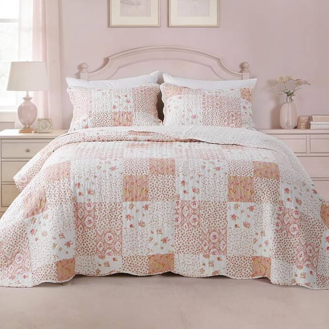 GOONE Twin Quilt Set 68"x86", Lightweight Washed Coverlet, Reversible Spring & - Image 8