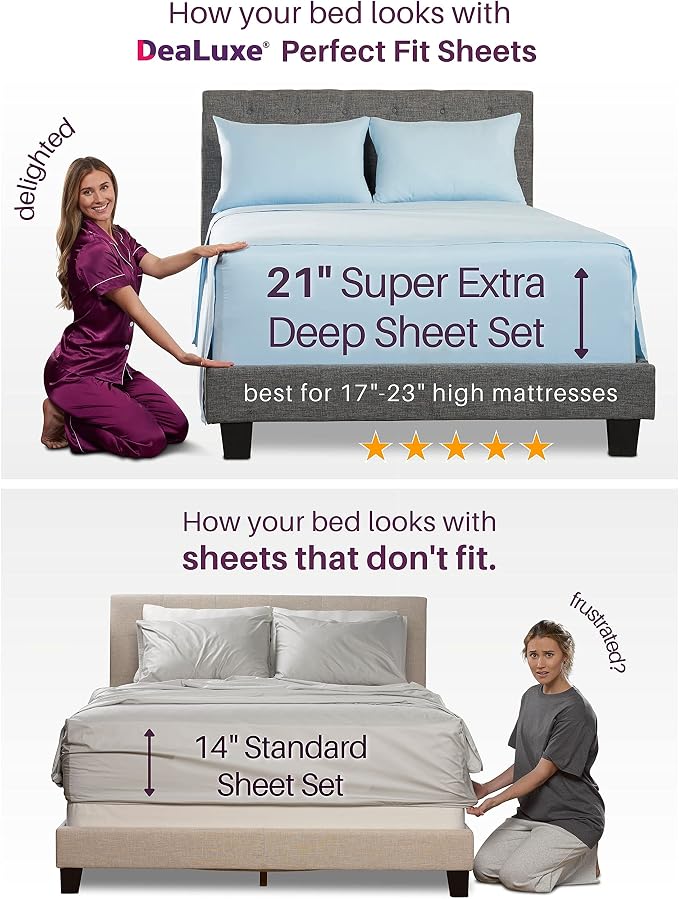 Deep Fitted Sheets King – King Size Fitted Sheet Only Deep Pocket – 21” King - Image 7