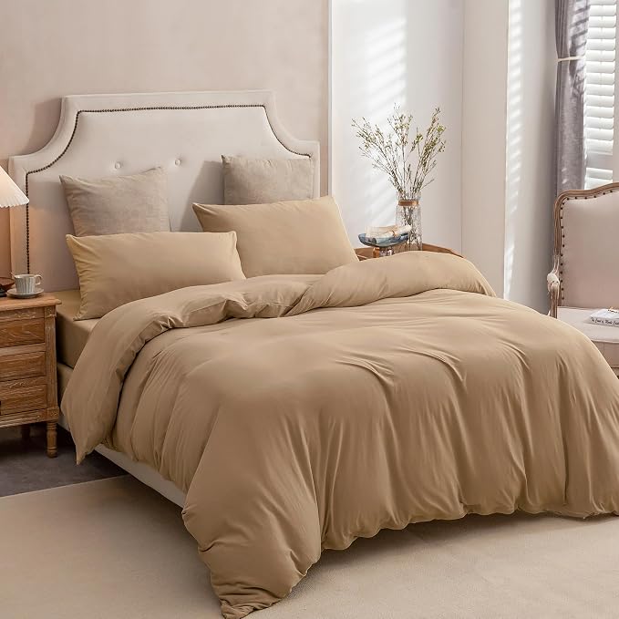 PURE ERA Jersey Knit Duvet Cover Set 100% T-Shirt Cotton Super Soft Comfy 2pc - Image 4