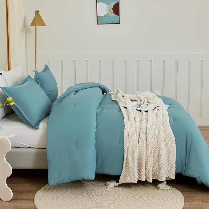 Litanika Grayish Teal Comforter Set Twin/Twin XL Size, 2 Pieces Lightweight - Image 7