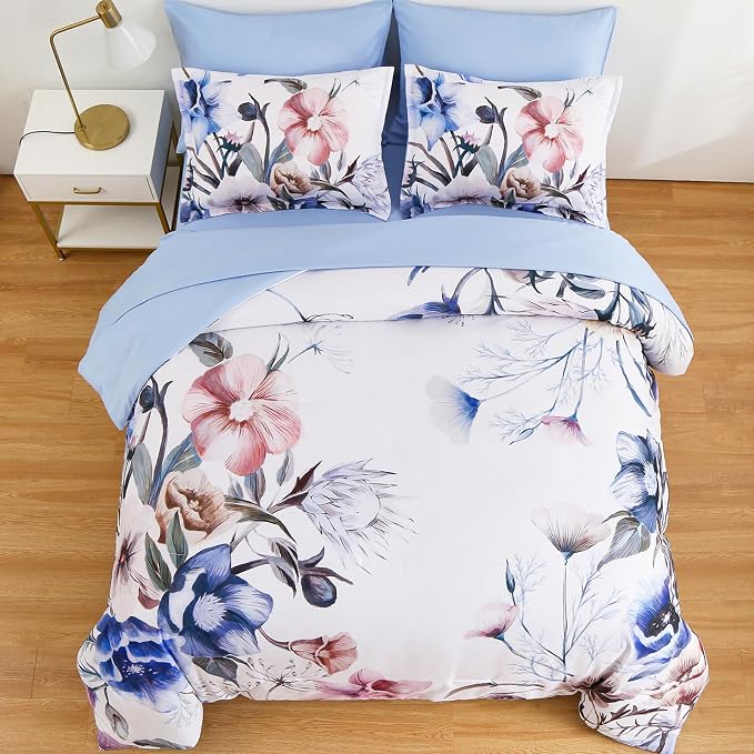 Luxudecor Floral Comforter Set King Size 7 Piece, Elegant Floral Comforter - Image 3