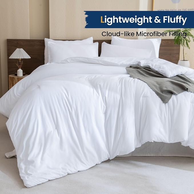 Paxrac Classic Pure White California King Comforter, 3 Pieces Oversized King - Image 3