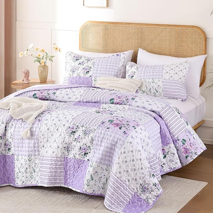 YIKUSH Quilt Sets Queen Size Floral Quilt Set 3 Pieces Bedding Set Bedspreads - Image 4