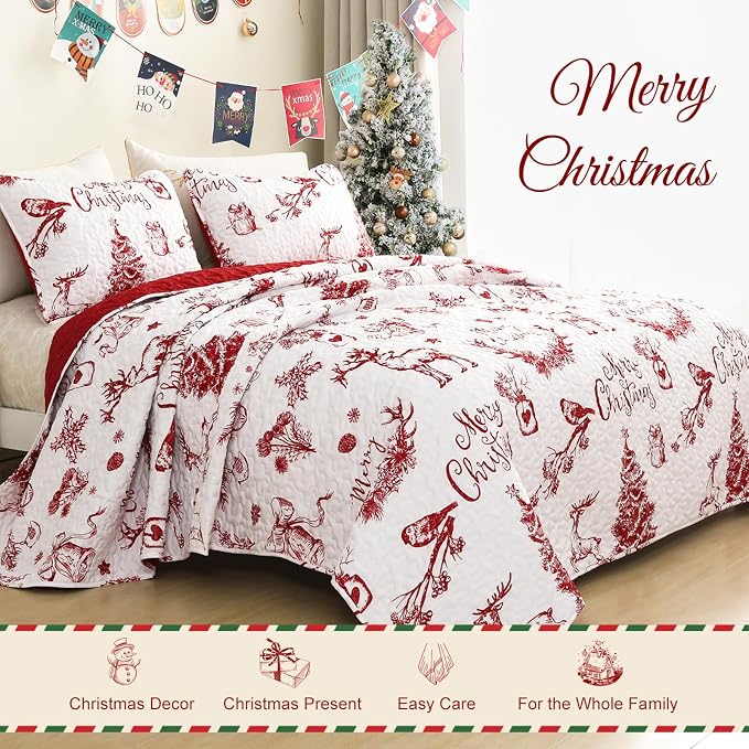 Exclusivo Mezcla Reversible Christmas Quilts King Size - Image 2