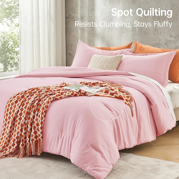 MUXHOMO Pink Oversized Queen Comforter Sets, All Season Ultra Soft Down - Image 5
