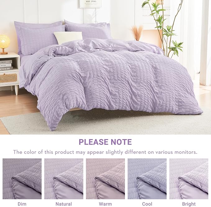 HYMOKEGE Lavender Twin XL Comforter Set Seersucker 5 Pieces, All Season Luxury - Image 6