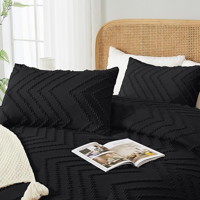 Andency Black Comforter King, Boho Soft Fluffy Warm Lightweight Bedding - Image 4