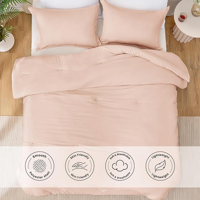 Love's cabin Pink Queen Comforter Set, 3-Piece Prewashed Bed Set - Image 3