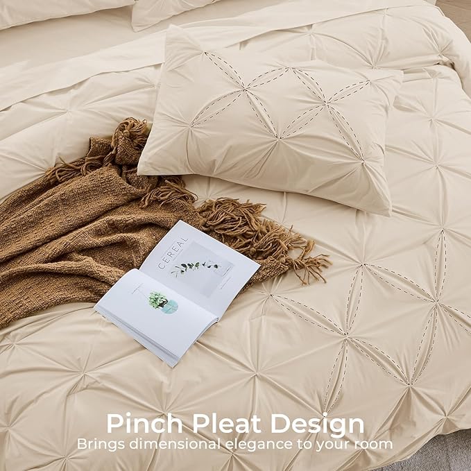 Sasttie Queen Comforter Set, 7-Piece Bed in a Bag, Pintuck Bedding Sets - Image 4