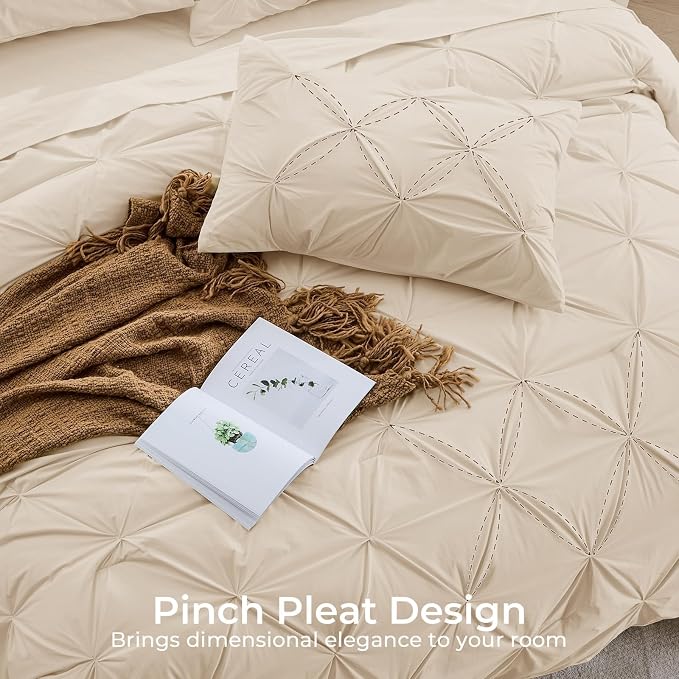 Sasttie Twin Comforter Set, 5-Piece Bed in a Bag, Pintuck Bedding Sets - Image 5