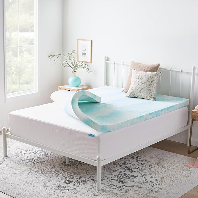 Linenspa 3 Inch Swirl Gel Memory Foam Mattress Topper, Queen Size – Cooling Gel by Linenspa