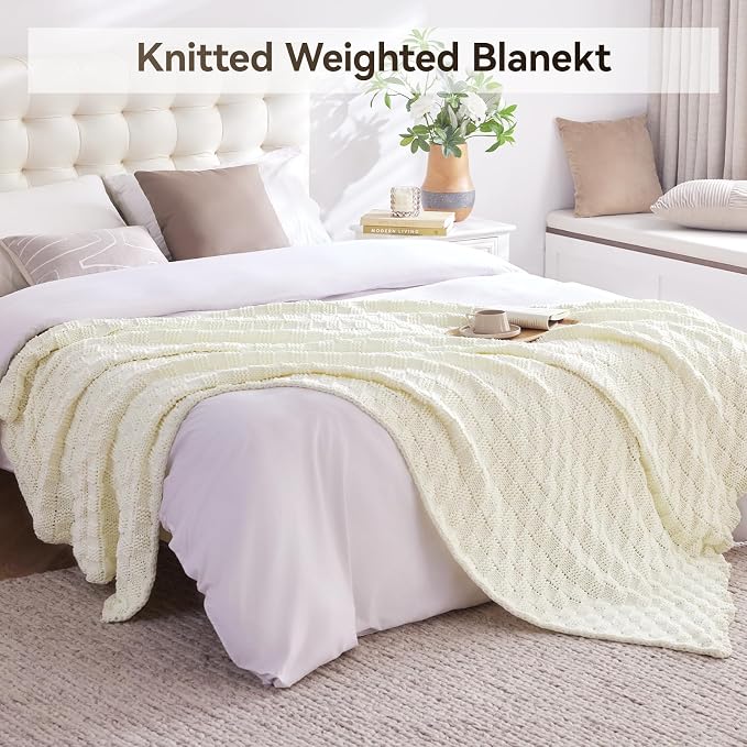 Knitted Weighted Blanket for Adult, No Beads Heavy Blanket 60” x 80'' 20lbs - Image 6