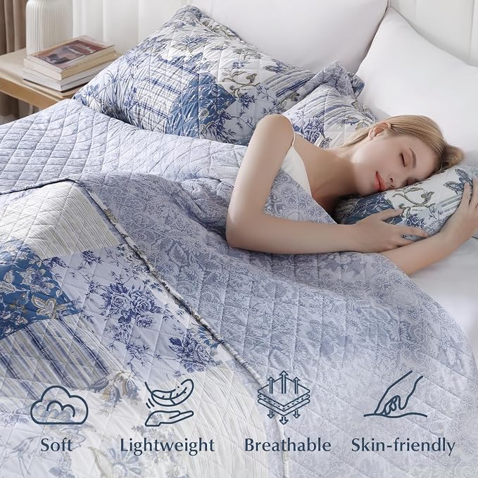 GOONE XL Queen Quilt Set 90"x96", Lightweight Spring & Summer Farmhouse - Image 5