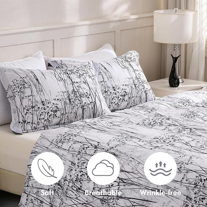 LONAVA King Botaincal 3 Pcs Duvet Cover Set, Breathable Soft Microfiber Deep - Image 3