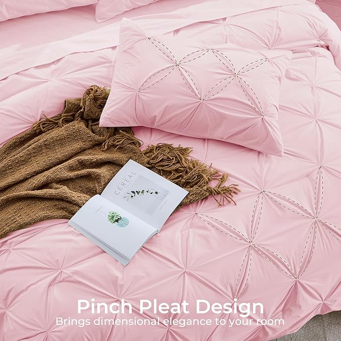 Sasttie Full Size Comforter Set, 7-Piece Bed in a Bag, Pintuck Bedding Set - Image 4