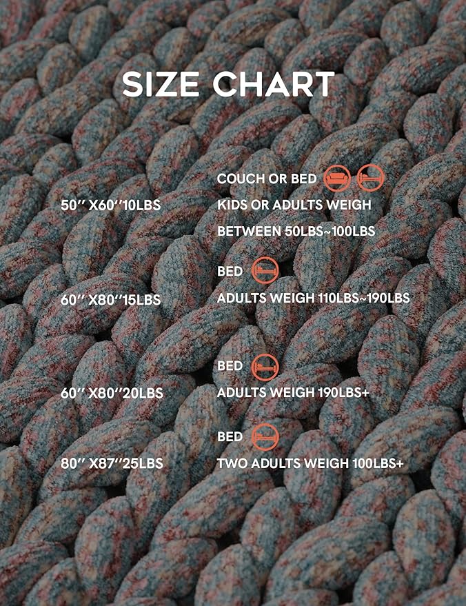 YnM Chenille Weighted Blanket, Handmade Chunky Knitted Design, Soft and Cozy - Image 6