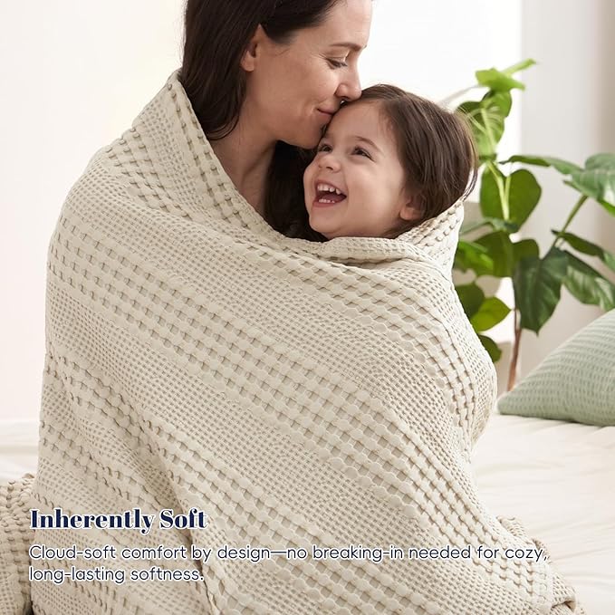 PHF Cooling Waffle Blanket Queen Size, Lightweight 60% Rayon from Bamboo & 40% - Image 6
