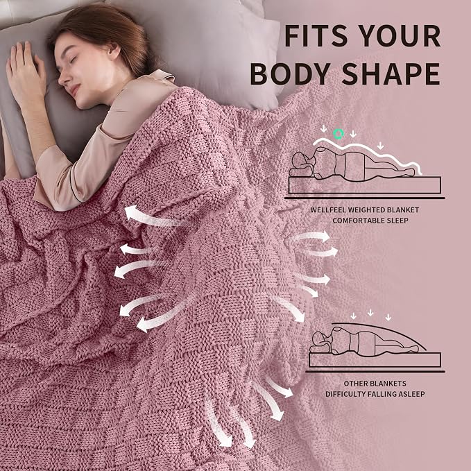 Knitted Weighted Blanket for Adult, No Beads Heavy Blanket 48” x 72'' 10lbs - Image 3