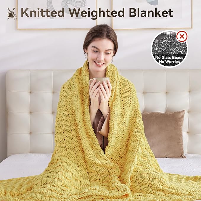 Knitted Weighted Blanket for Adult, No Beads Heavy Blanket 60” x 80'' 10lbs - Image 5