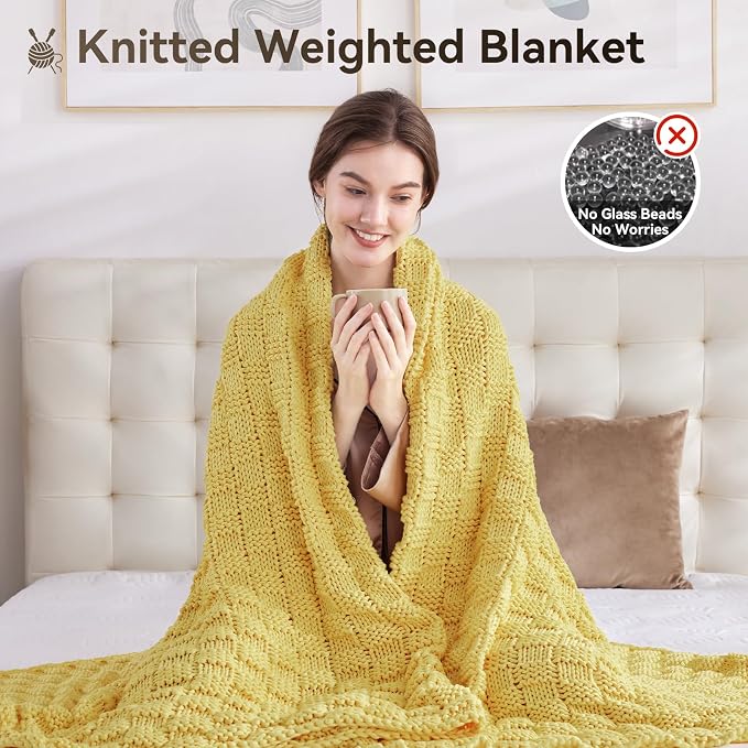 Knitted Weighted Blanket for Adult, No Beads Heavy Blanket 50” x 60'' 5lbs - Image 5