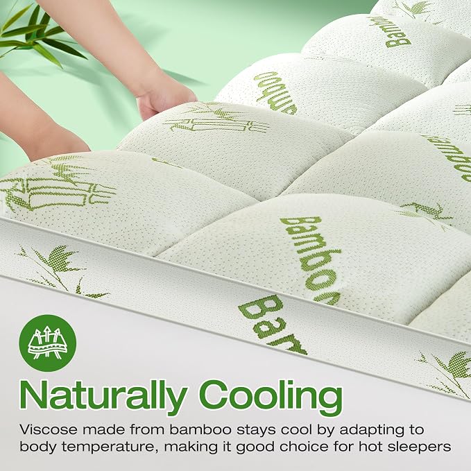Mattress Topper Full Size Viscose Derived from Bamboo, Thick Soft Pillow Top - Image 4