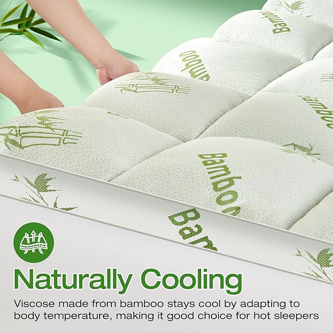 Mattress Topper Queen Size Viscose Derived from Bamboo, Thick Soft Pillow Top - Image 4