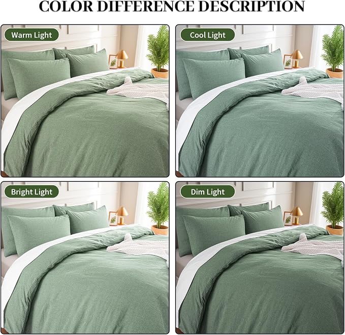 NEXHOME PRO Duvet Cover Twin 100% Washed Cotton, Organic Natural Linen Like - Image 4