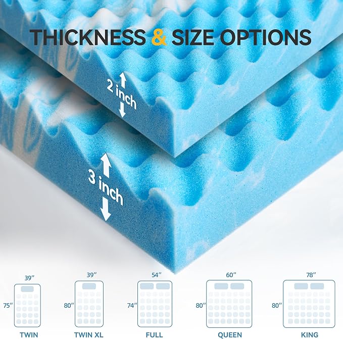 SINWEEK 2 Inch Egg Crate Memory Foam Mattress Topper Queen Size, Soft Mattress - Image 9