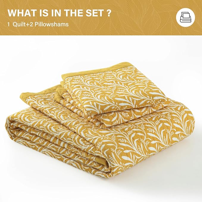 SahSahCasa Quilt Set King Size, 100% Cotton Quilt Bedding Set Bedspread - Image 8