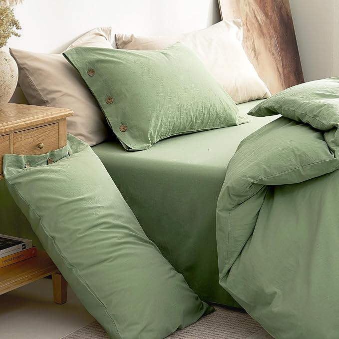 JELLYMONI 100% Washed Cotton Duvet Cover Twin – Soft, Breathable Linen-Look - Image 9