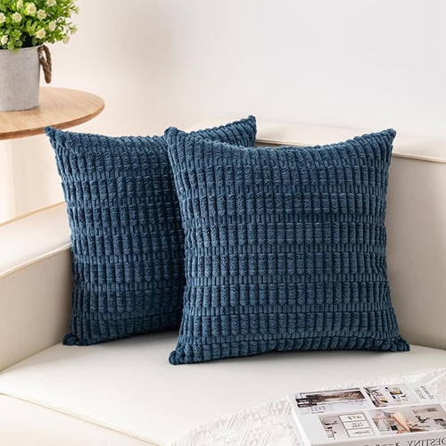 Aegero Pack of 2 Corduroy Decorative Throw Pillow Covers 16x16 Inch Soft by Unknown