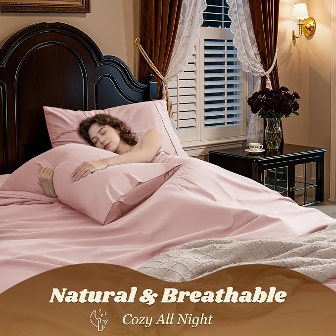 LBRO2M 1000 Thread Count 100% Egyptian Cotton Sheets Set King Size, 4 Piece - Image 5
